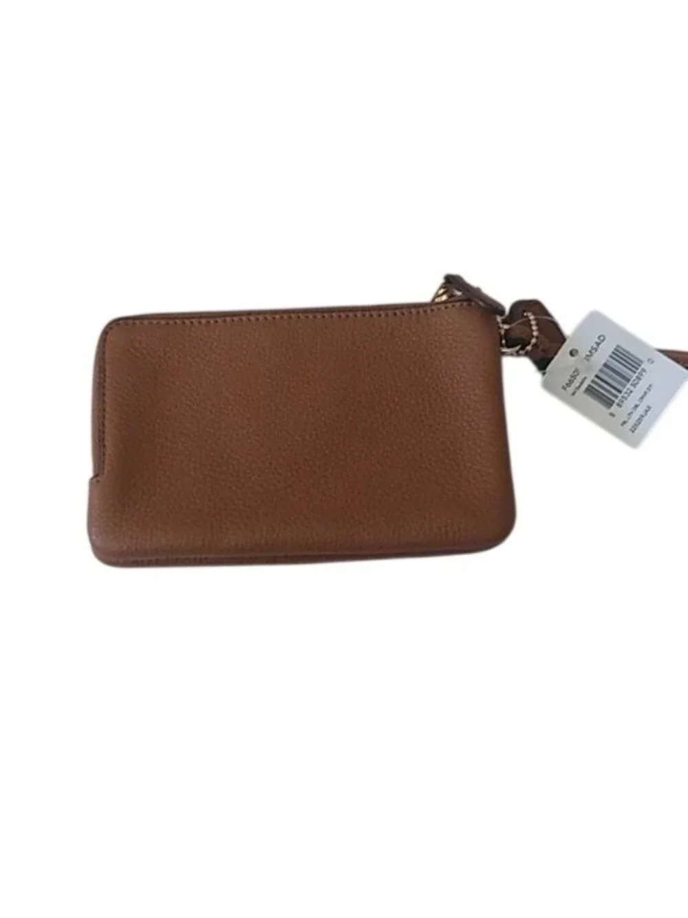 Coach F66505 Pebble Leather Double Corner Zip Wristlet, IM/Saddle
